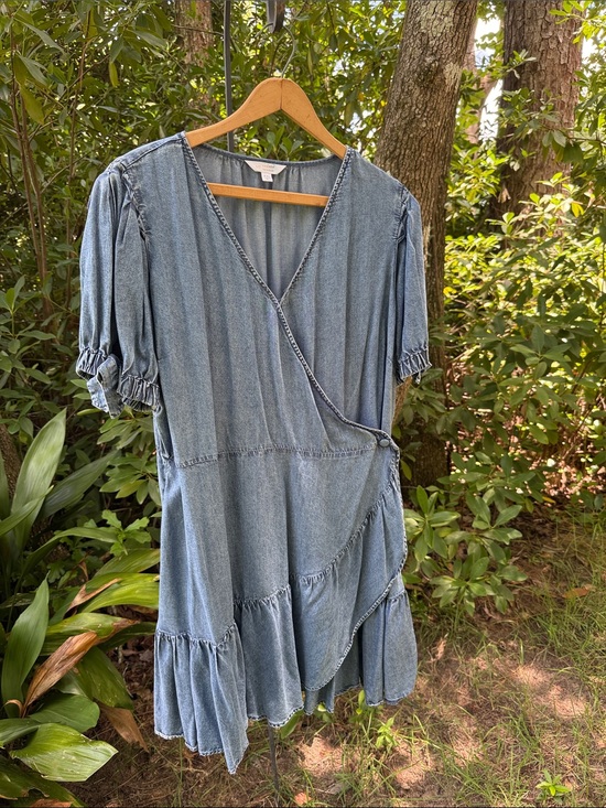 LC Lauren Conrad Dresses & Skirts - LC Lauren Conrad Light Blue Denim Wrap Dress